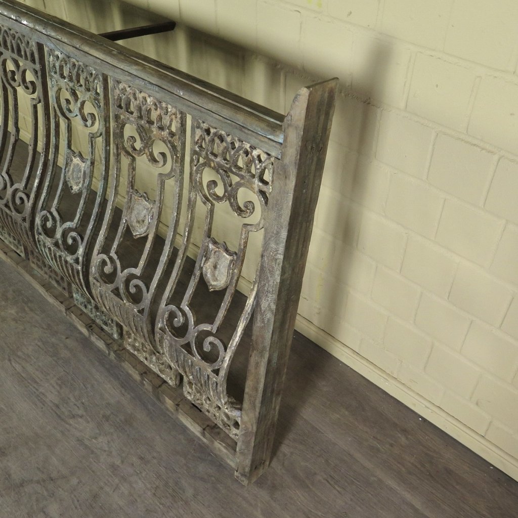 Balustrade 1,52 m Antik 1900 Teakholz Schmiedeeisen