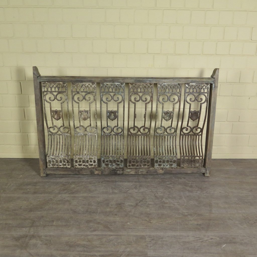 Balustrade 1,52 m Antik 1900 Teakholz Schmiedeeisen