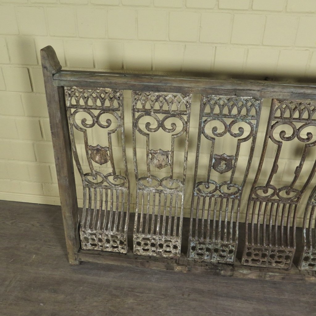 Balustrade 1,52 m Antik 1900 Teakholz Schmiedeeisen