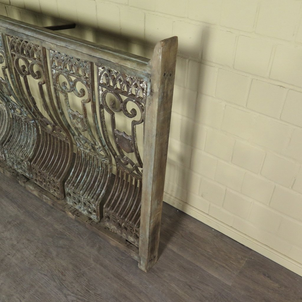 Balustrade 1,52 m Antik 1900 Teakholz Schmiedeeisen