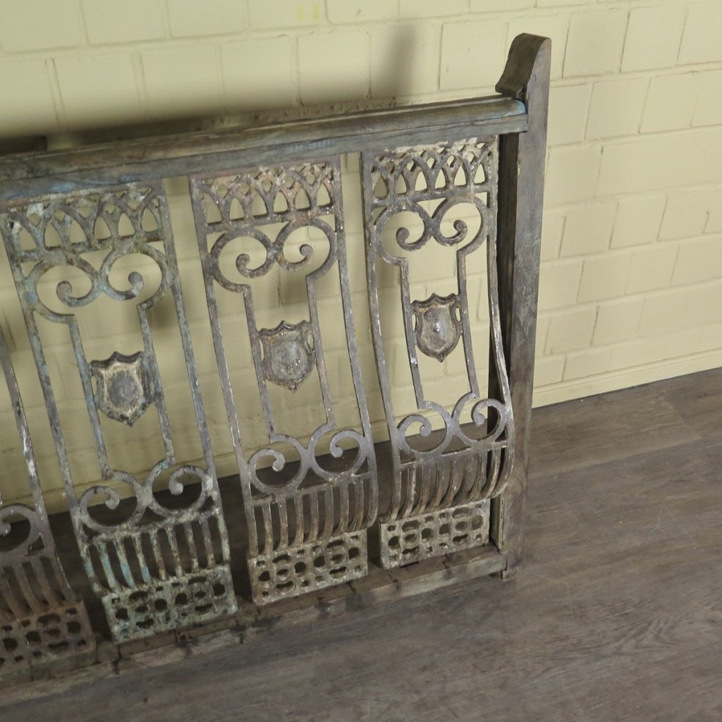 Balustrade 1,52 m Antik 1900 Teakholz Schmiedeeisen