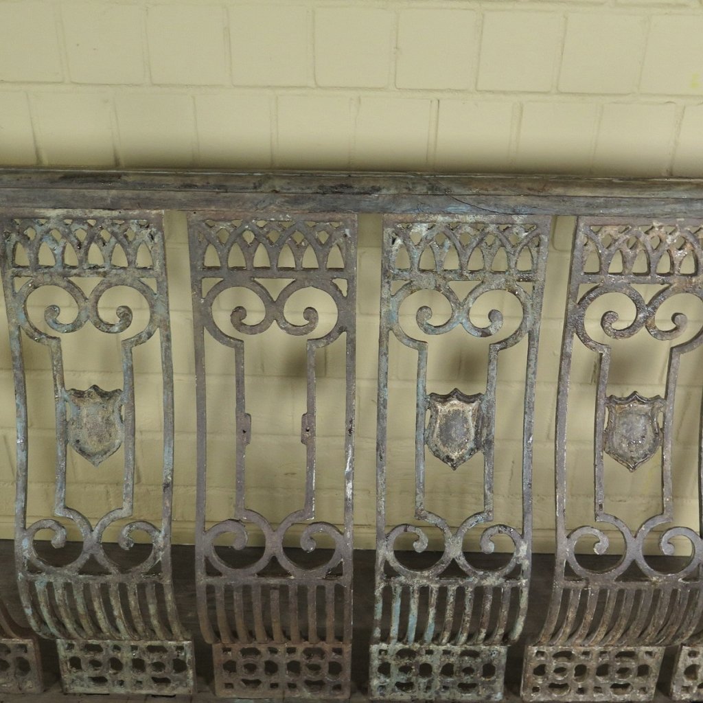 Balustrade 1,52 m Antik 1900 Teakholz Schmiedeeisen