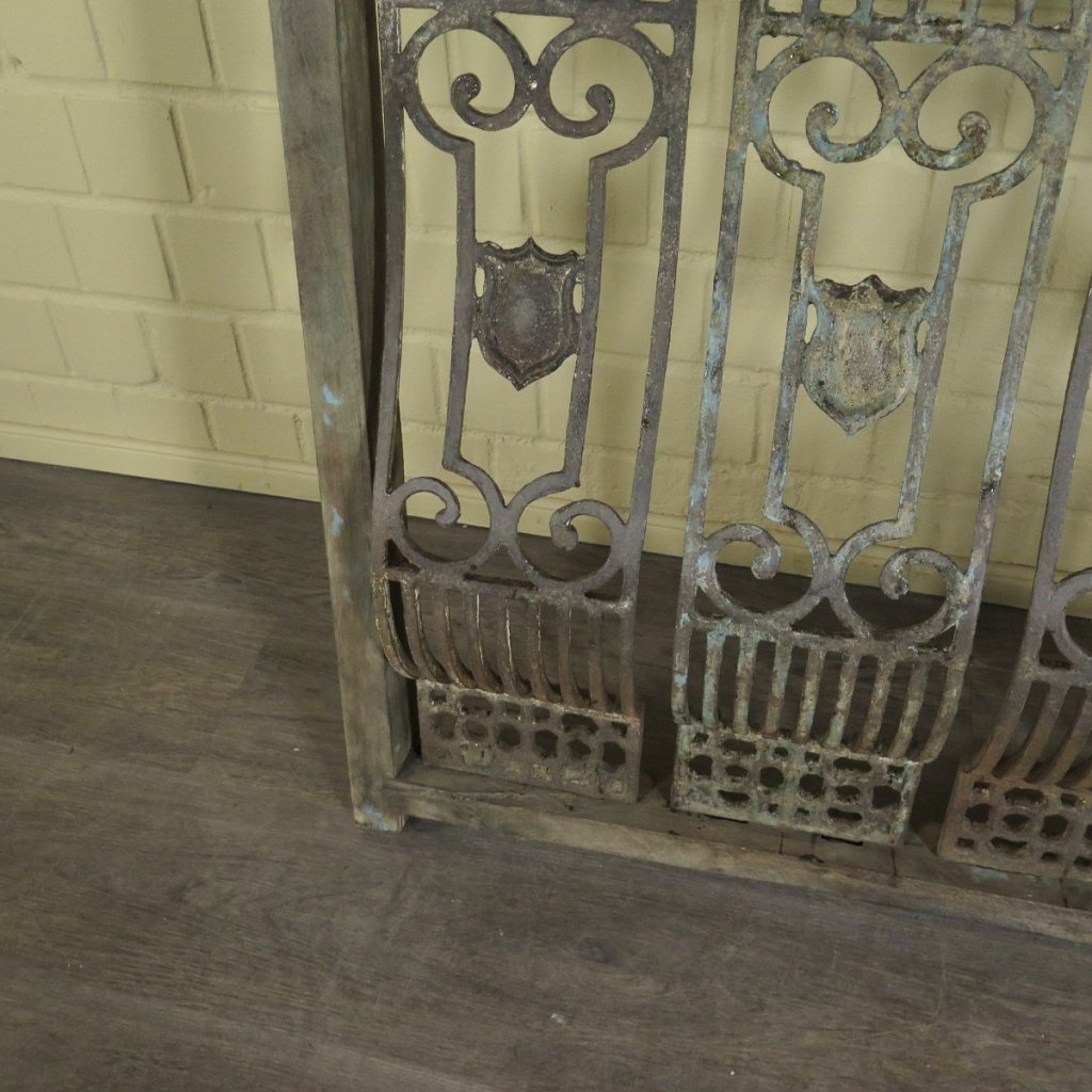 Balustrade 1,52 m Antik 1900 Teakholz Schmiedeeisen
