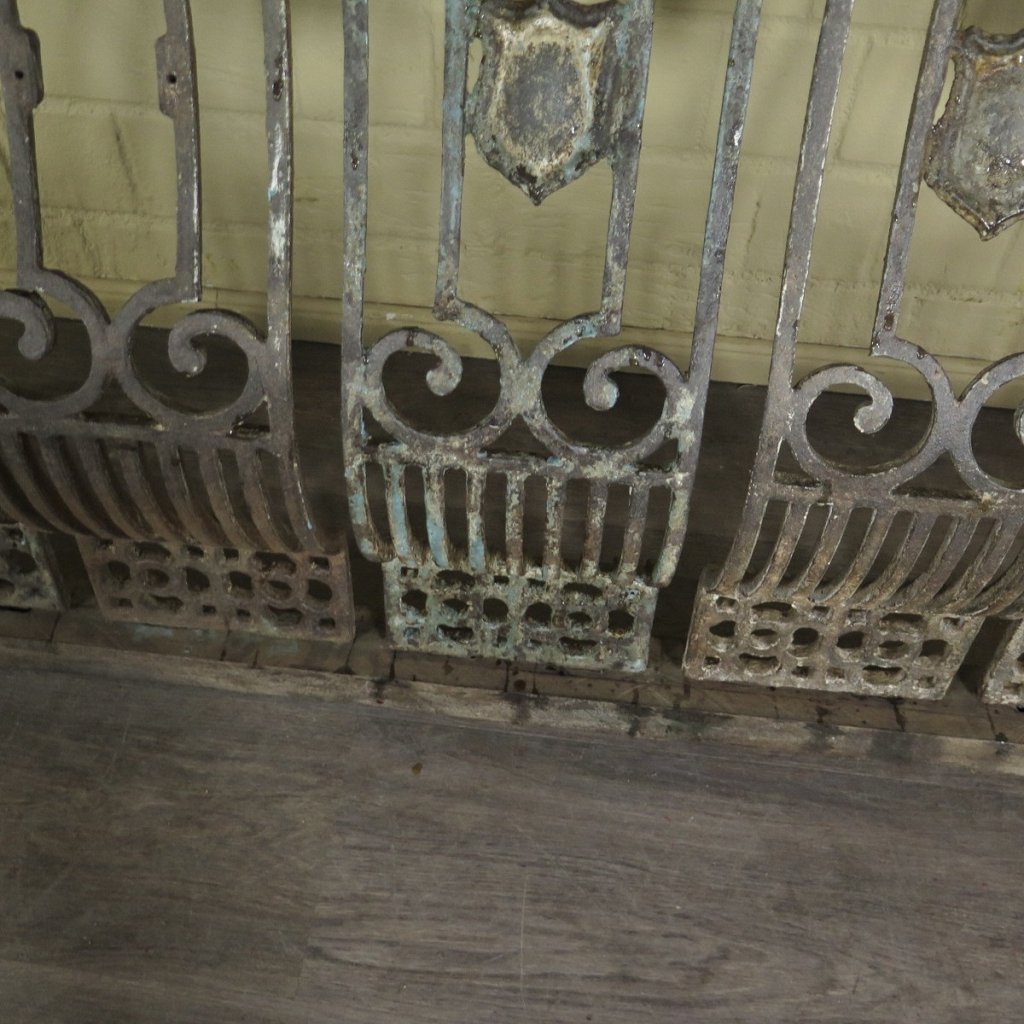 Balustrade 1,52 m Antik 1900 Teakholz Schmiedeeisen