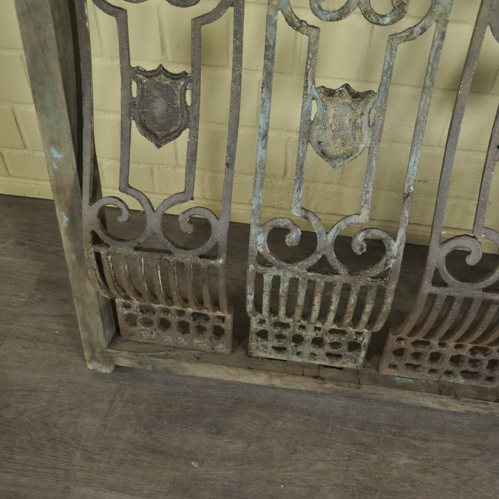 Balustrade 1,52 m Antik 1900 Teakholz Schmiedeeisen