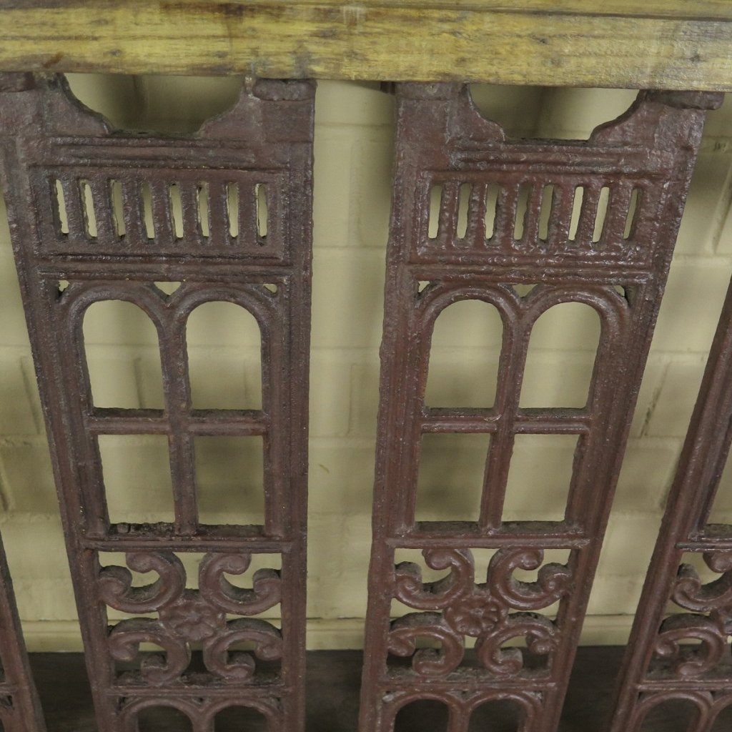 Balustrade 1,52 m Antik 1900 Teakholz Schmiedeeisen