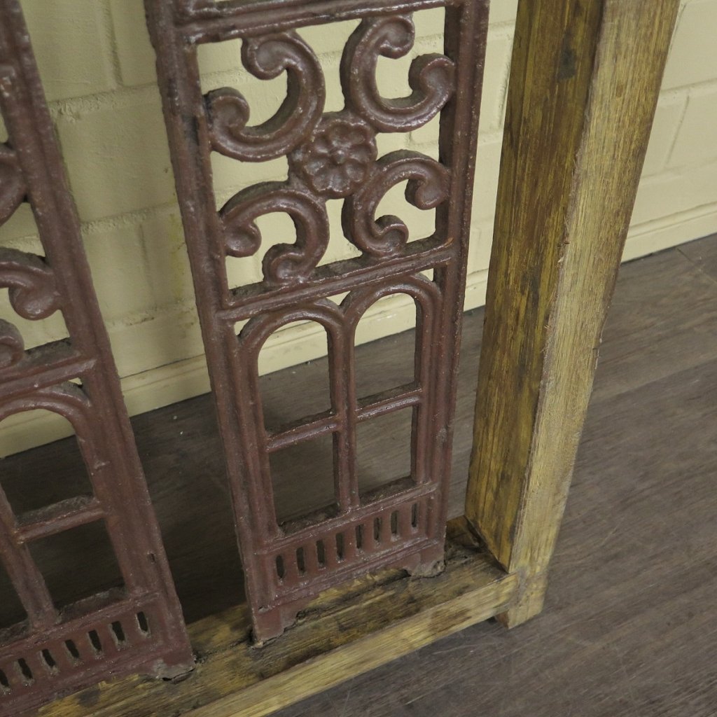 Balustrade 1,52 m Antik 1900 Teakholz Schmiedeeisen