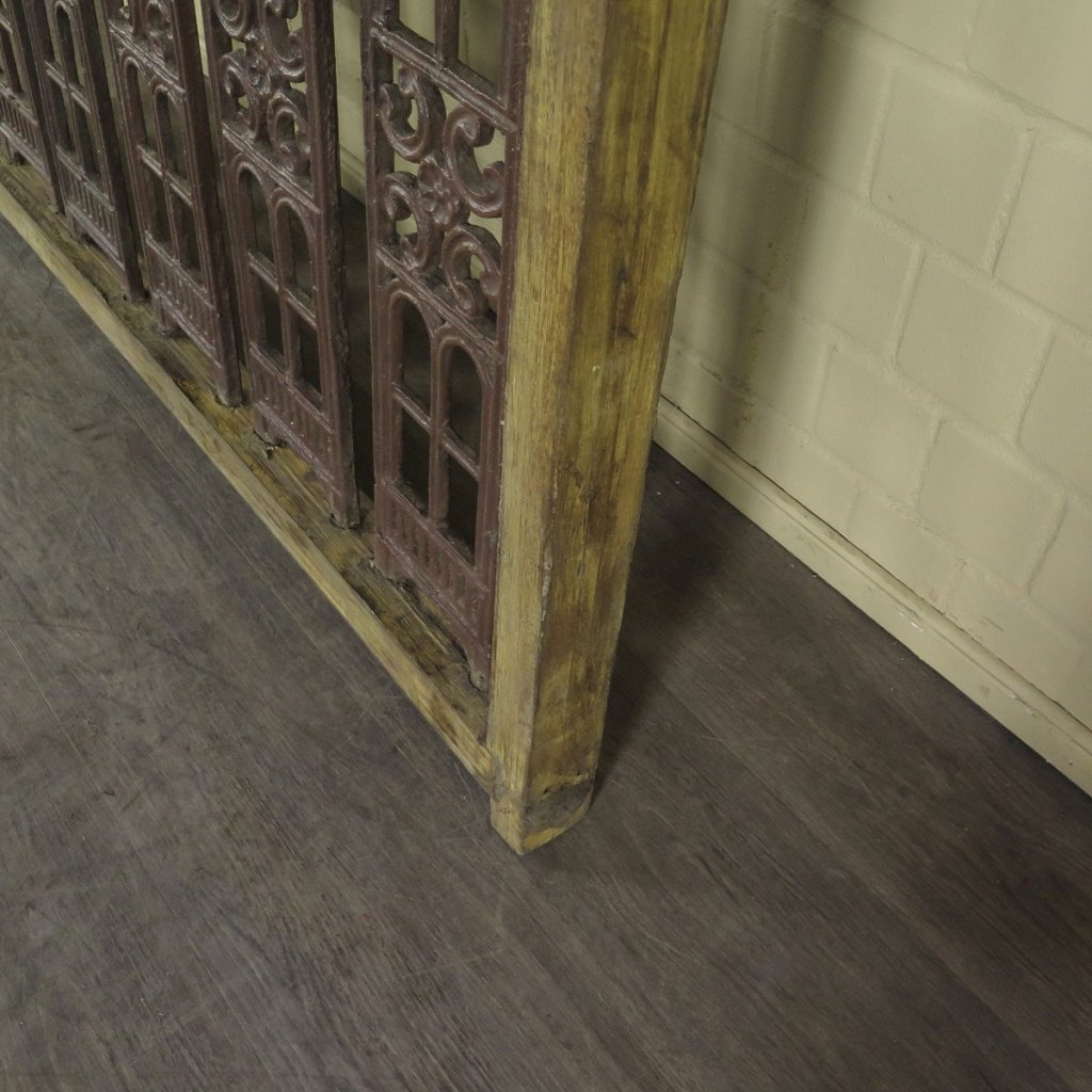 Balustrade 1,52 m Antik 1900 Teakholz Schmiedeeisen