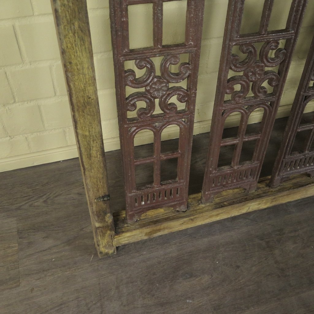 Balustrade 1,52 m Antik 1900 Teakholz Schmiedeeisen