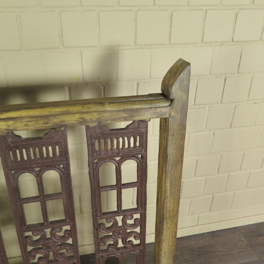 Balustrade 1,52 m Antik 1900 Teakholz Schmiedeeisen