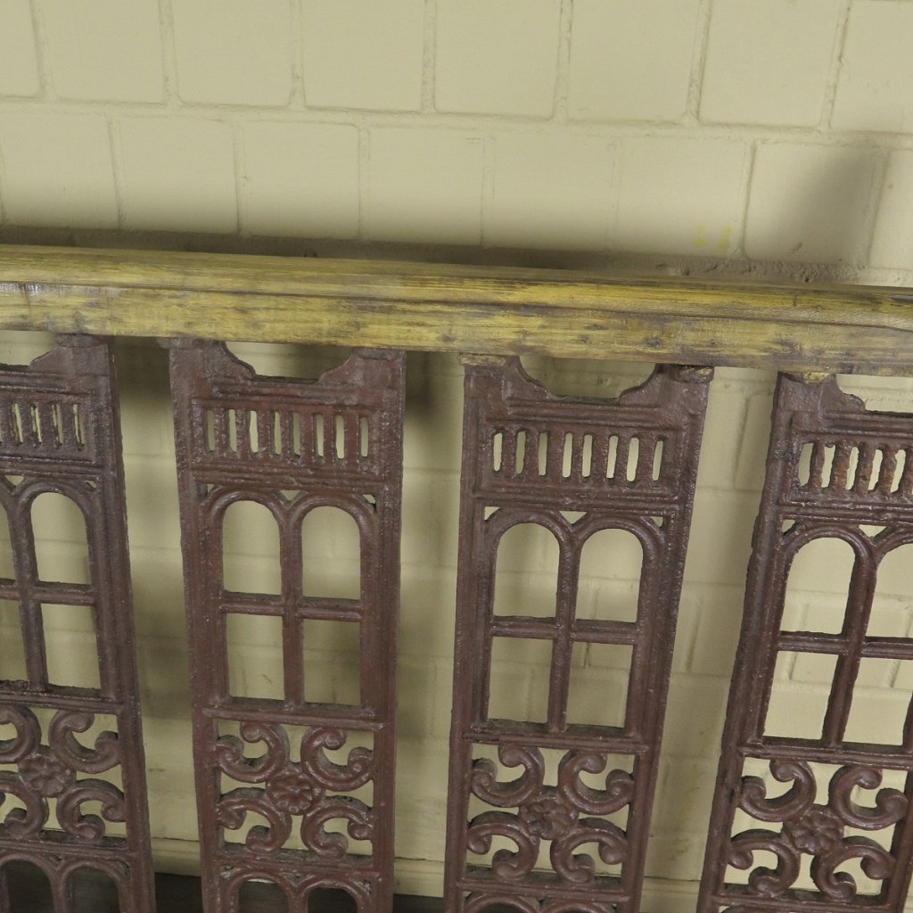 Balustrade 1,52 m Antik 1900 Teakholz Schmiedeeisen