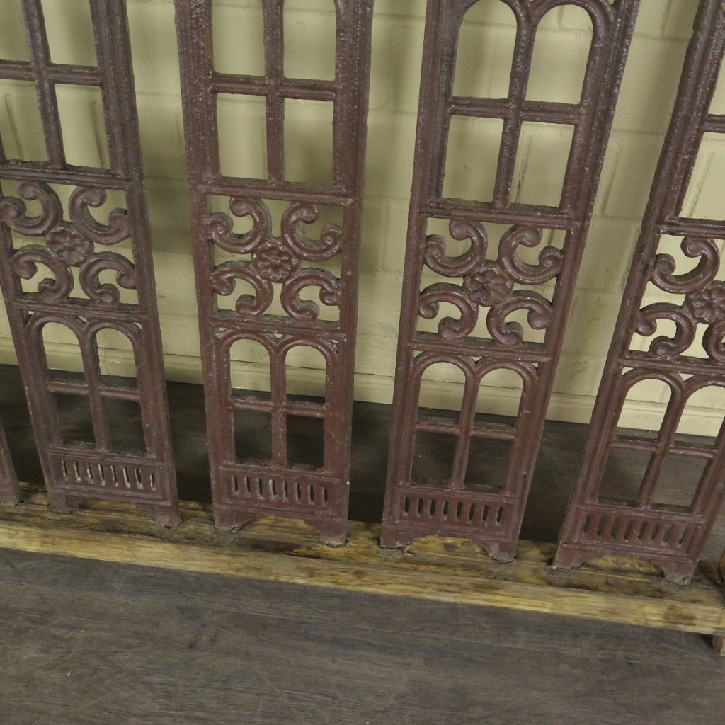 Balustrade 1,52 m Antik 1900 Teakholz Schmiedeeisen