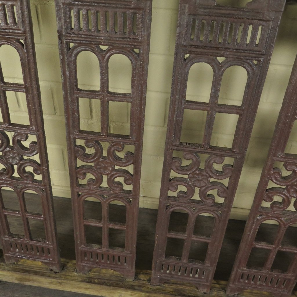 Balustrade 1,52 m Antik 1900 Teakholz Schmiedeeisen