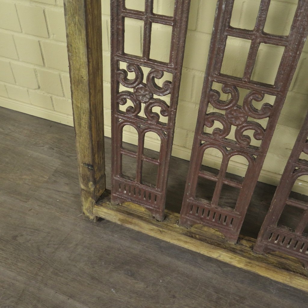 Balustrade 1,52 m Antik 1900 Teakholz Schmiedeeisen