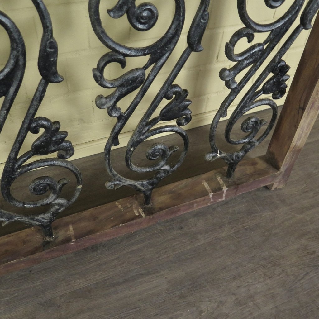 Balustrade 1,54 m Antik 1900 Teakholz Schmiedeeisen