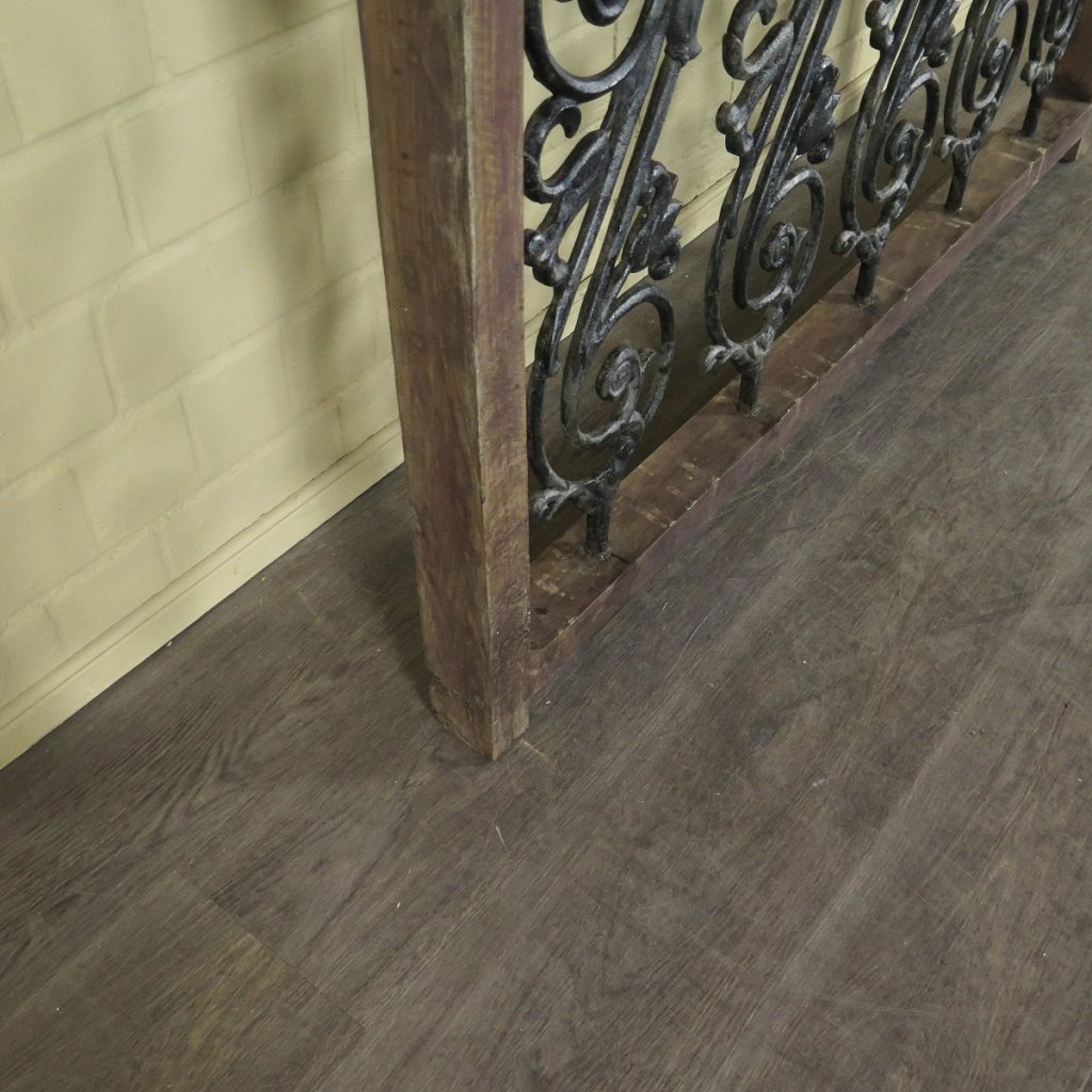Balustrade 1,54 m Antik 1900 Teakholz Schmiedeeisen