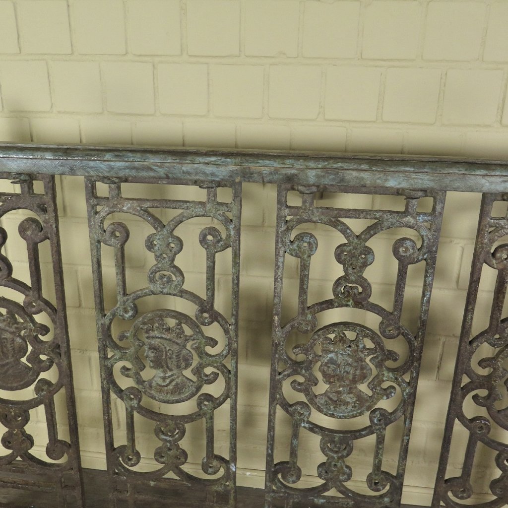 Balustrade 1,52 m Antik 1900 Teakholz Schmiedeeisen