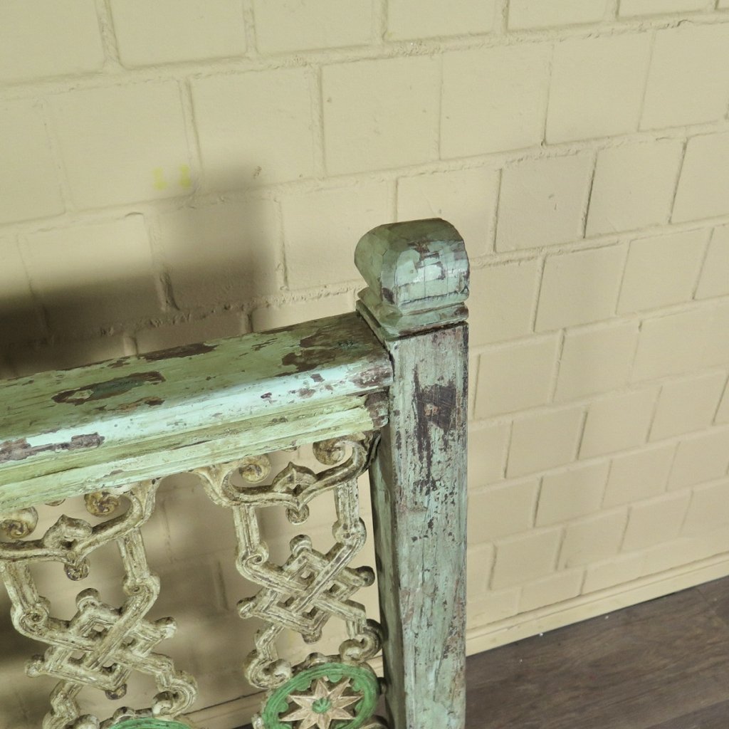 Balustrade 1,28 m Antik 1900 Teakholz Schmiedeeisen