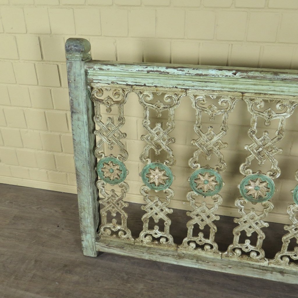 Balustrade 1,28 m Antik 1900 Teakholz Schmiedeeisen