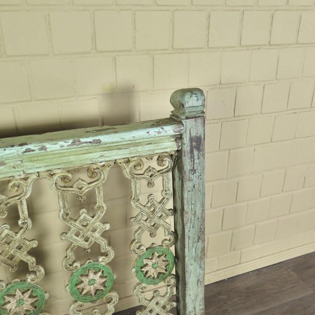 Balustrade 1,28 m Antik 1900 Teakholz Schmiedeeisen