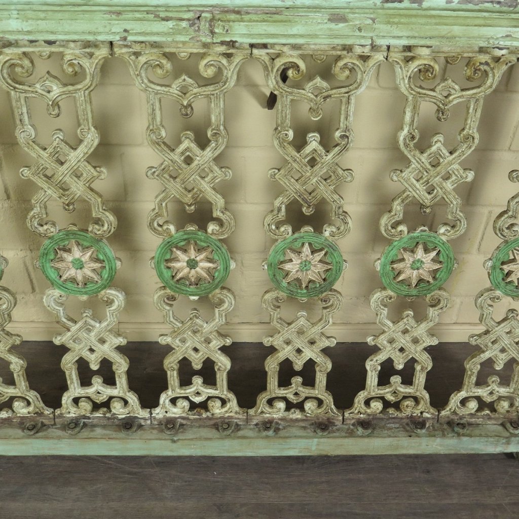 Balustrade 1,28 m Antik 1900 Teakholz Schmiedeeisen