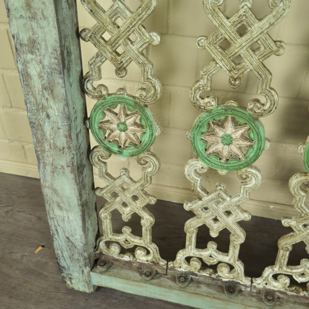 Balustrade 1,28 m Antik 1900 Teakholz Schmiedeeisen
