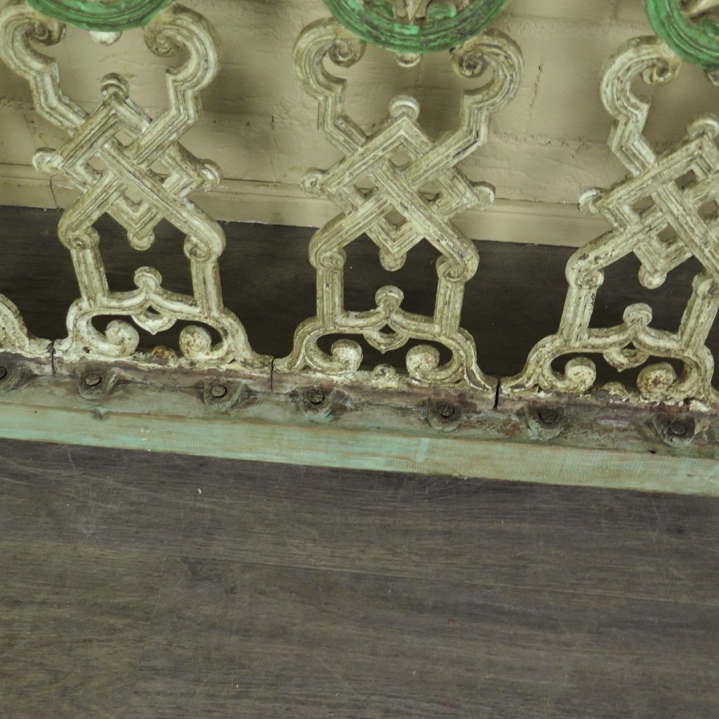 Balustrade 1,28 m Antik 1900 Teakholz Schmiedeeisen