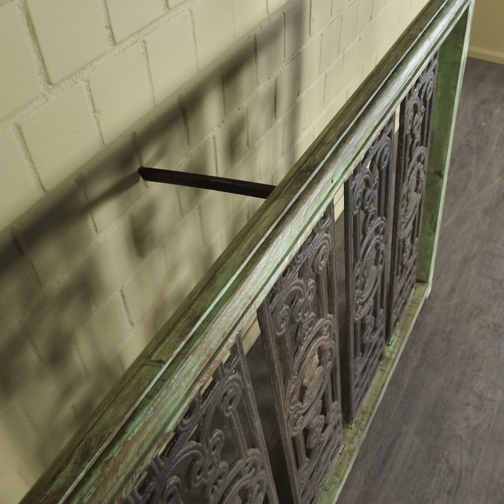 Balustrade 1,52 m Antik 1900 Teakholz Schmiedeeisen