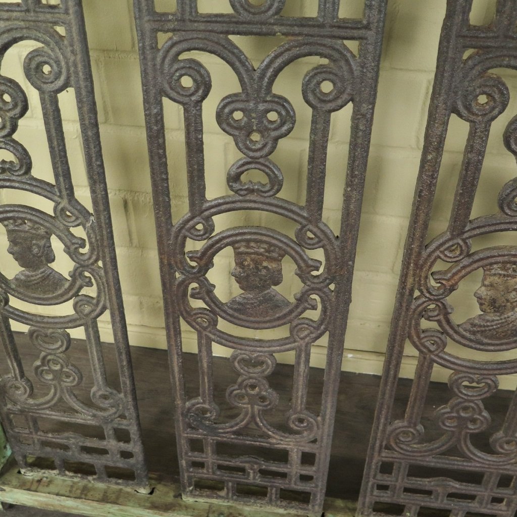 Balustrade 1,52 m Antik 1900 Teakholz Schmiedeeisen