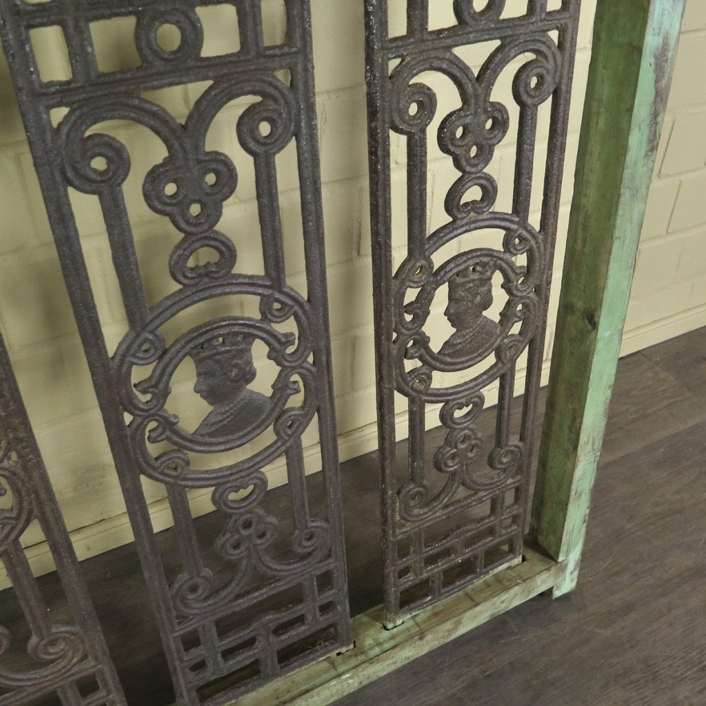 Balustrade 1,52 m Antik 1900 Teakholz Schmiedeeisen