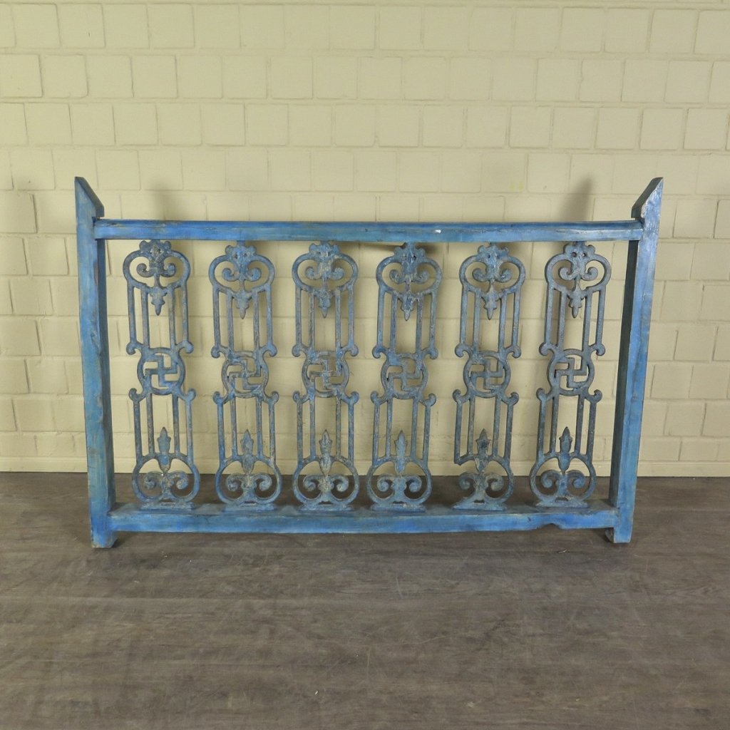 Balustrade 1,51 m Antik 1900 Teakholz Schmiedeeisen