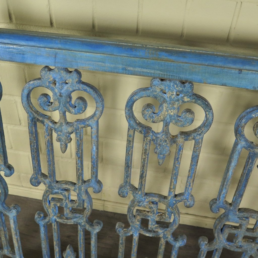 Balustrade 1,51 m Antik 1900 Teakholz Schmiedeeisen