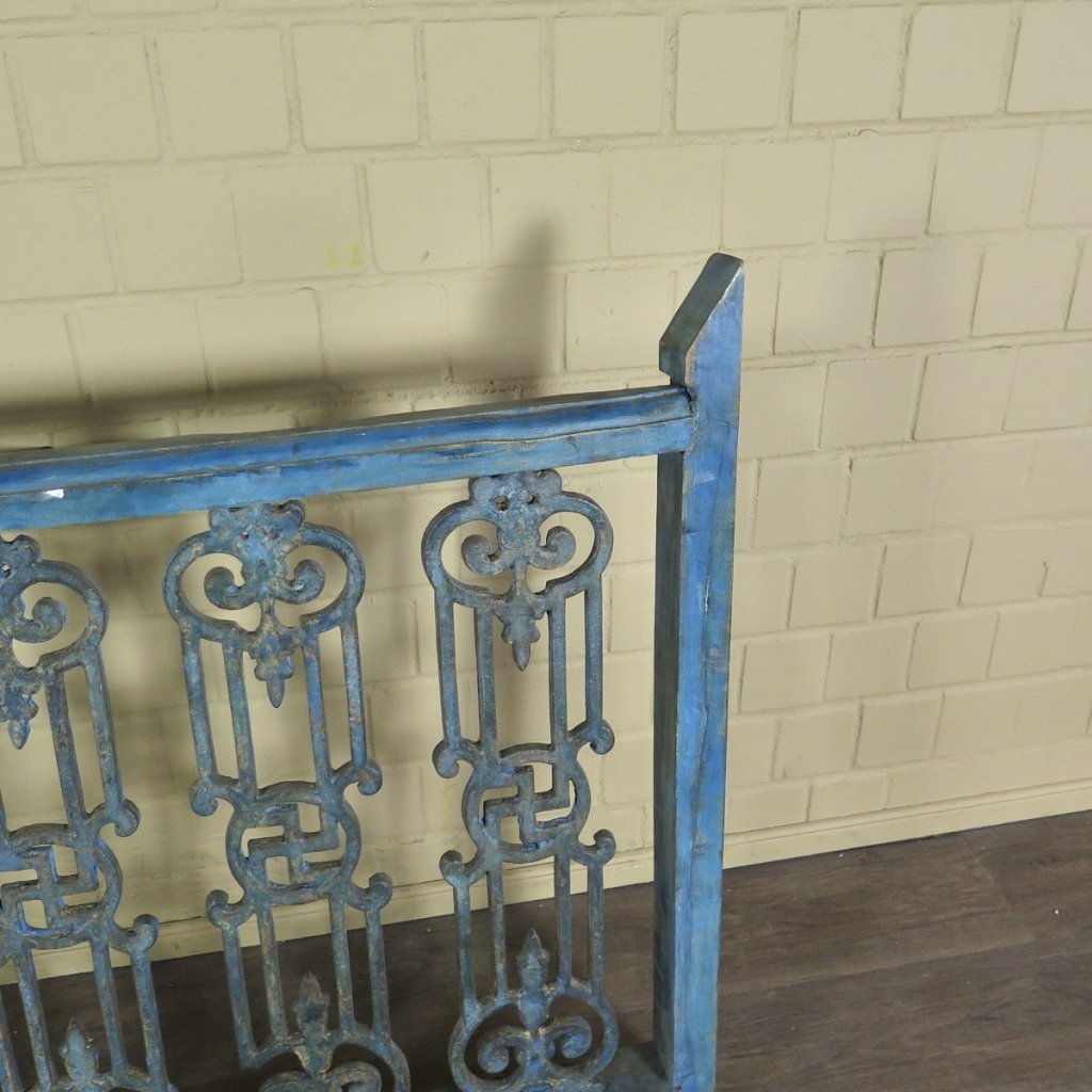 Balustrade 1,51 m Antik 1900 Teakholz Schmiedeeisen