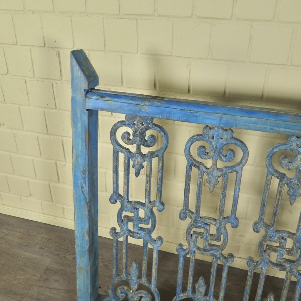 Balustrade 1,51 m Antik 1900 Teakholz Schmiedeeisen