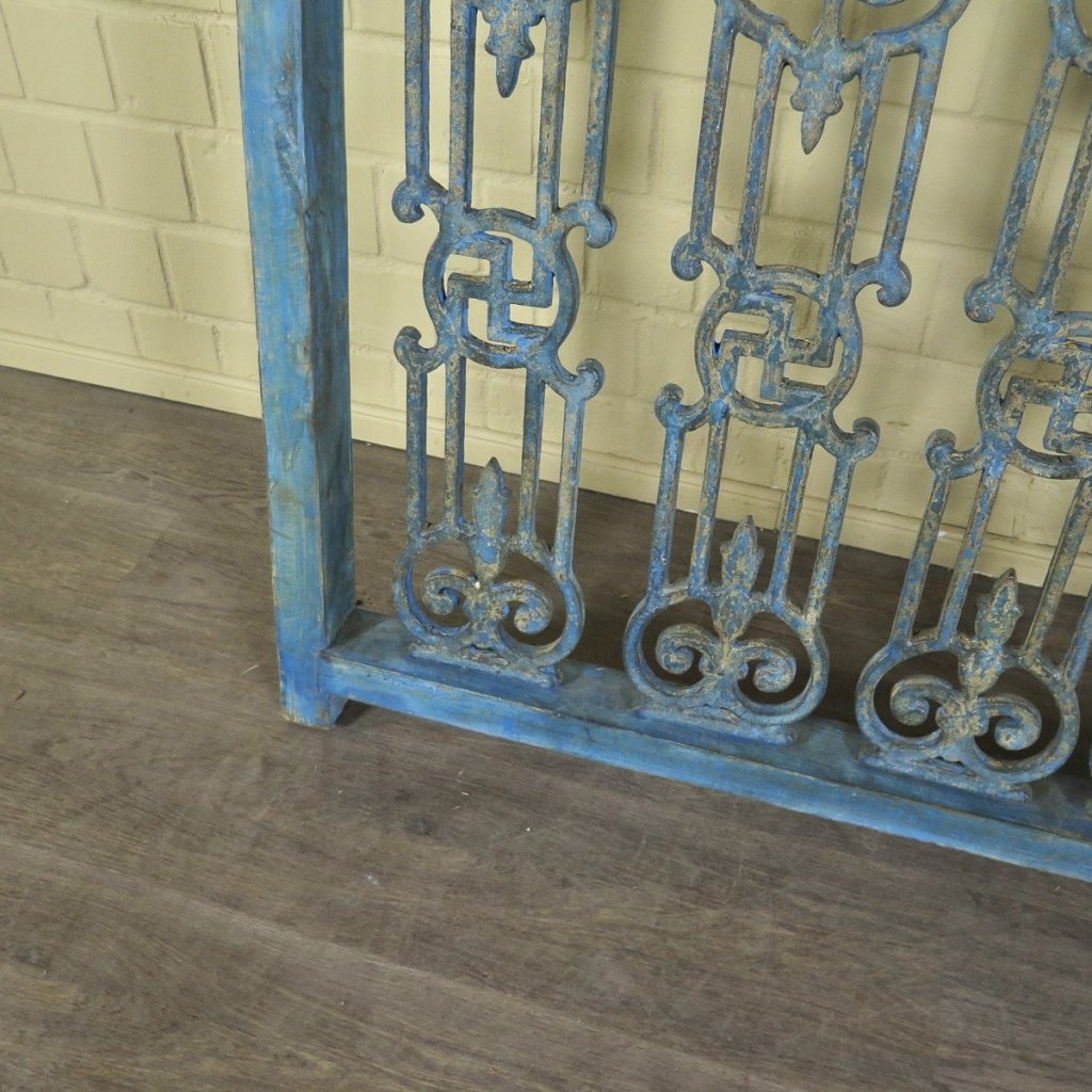 Balustrade 1,51 m Antik 1900 Teakholz Schmiedeeisen