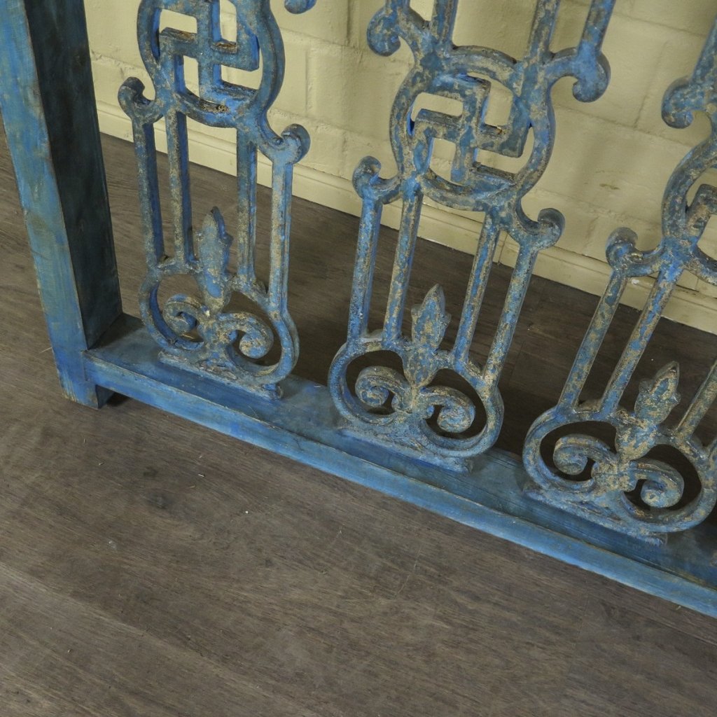 Balustrade 1,51 m Antik 1900 Teakholz Schmiedeeisen