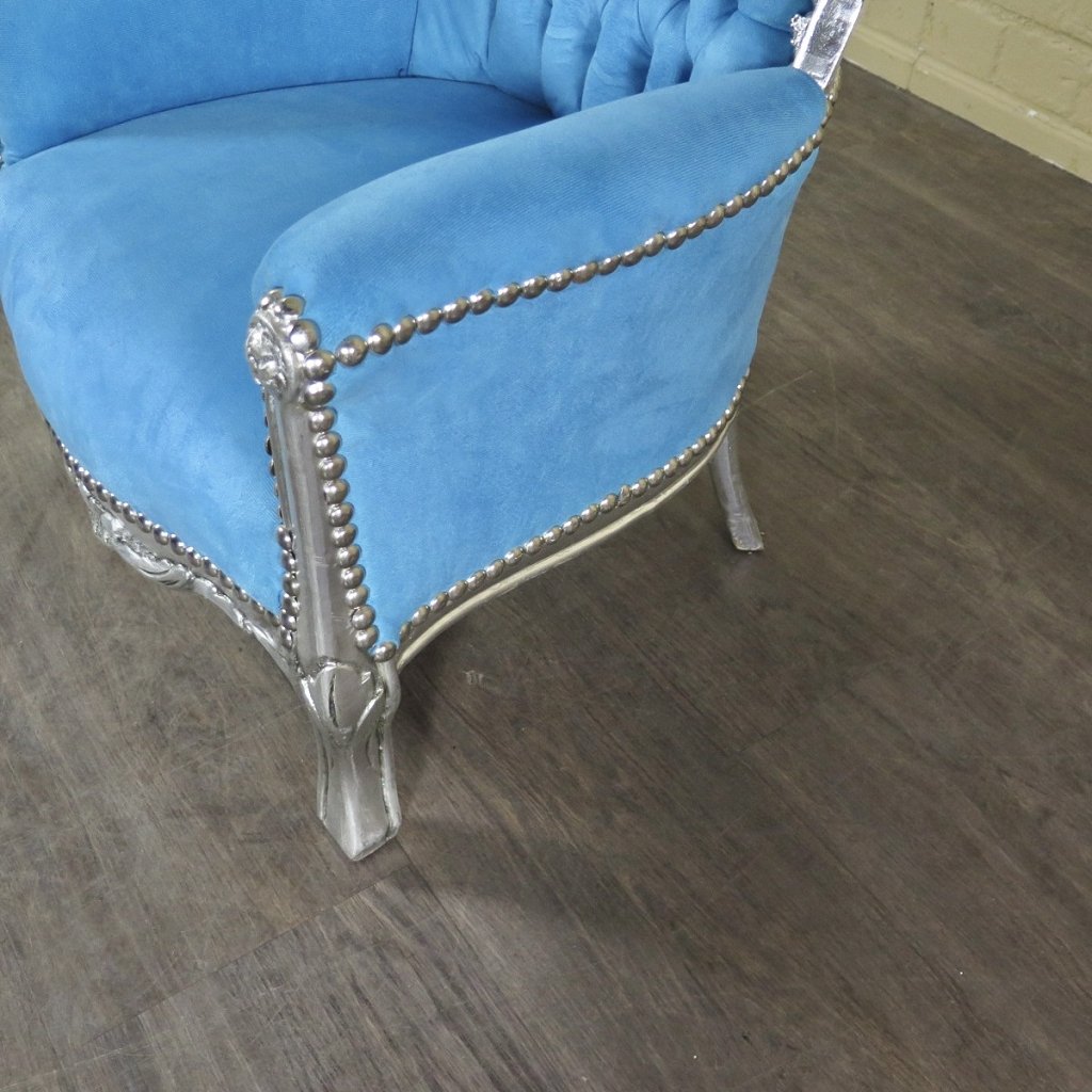 Mini Barocksessel Königssessel Blau-Silber - immagine 12