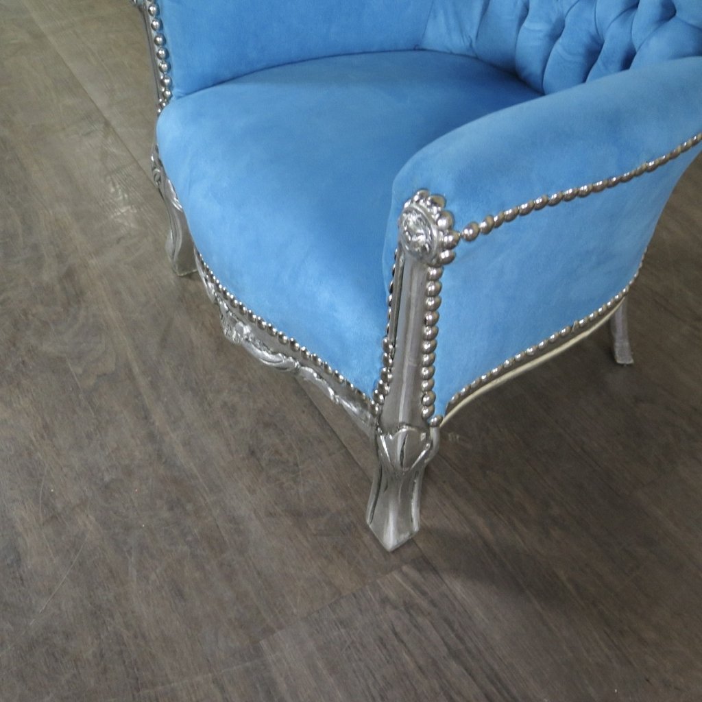 Mini Barocksessel Königssessel Blau-Silber - immagine 11