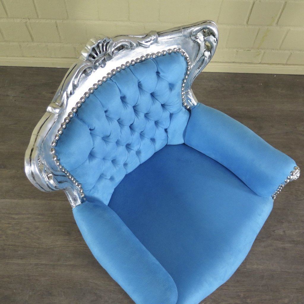 Mini Barocksessel Königssessel Blau-Silber - immagine 13