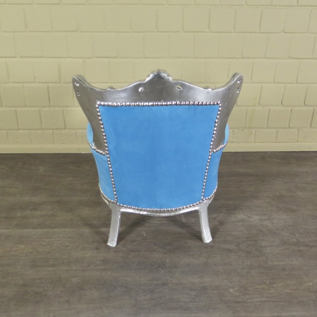 Mini Barocksessel Königssessel Blau-Silber - immagine 14