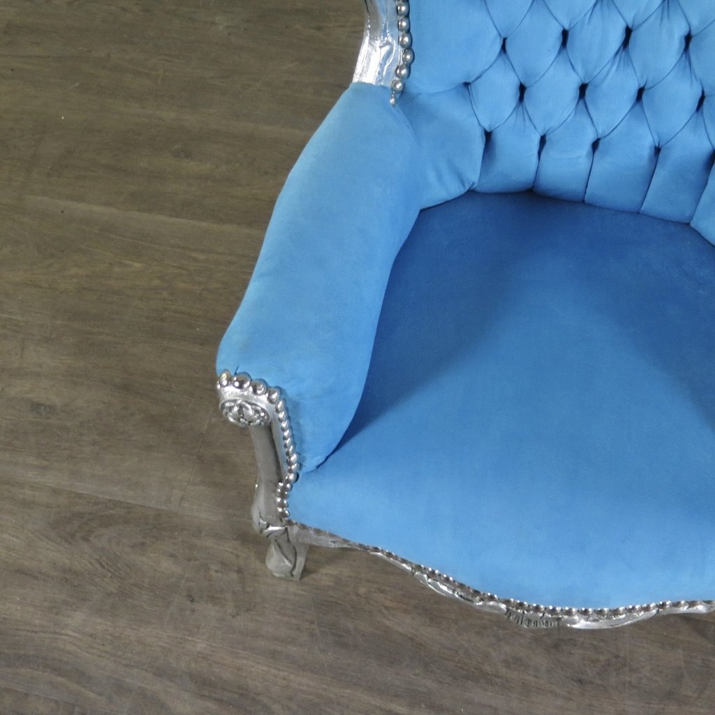 Mini Barocksessel Königssessel Blau-Silber - immagine 4