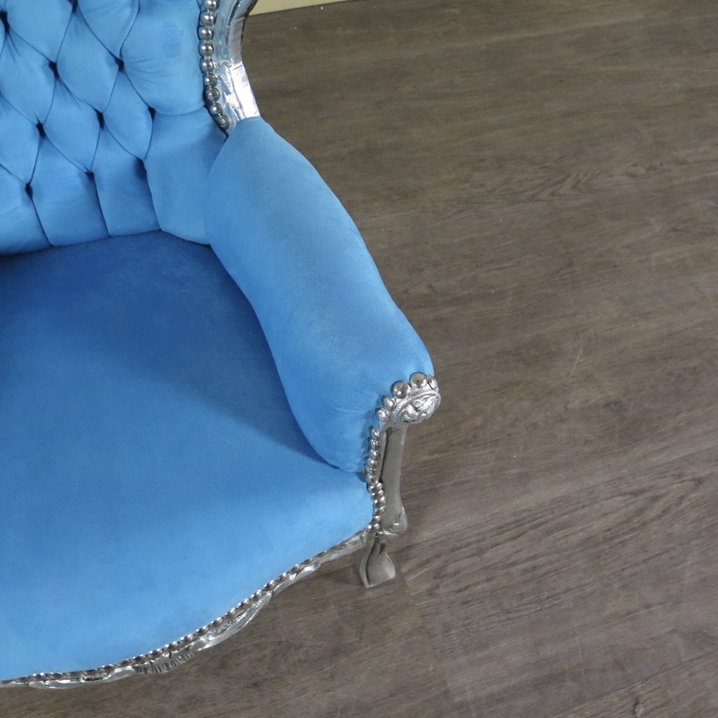 Mini Barocksessel Königssessel Blau-Silber - immagine 5