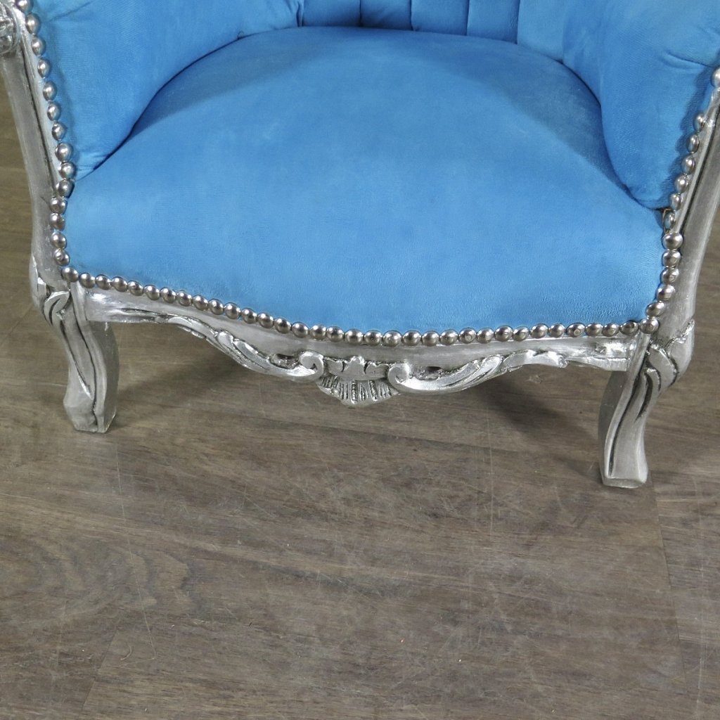 Mini Barocksessel Königssessel Blau-Silber - immagine 6