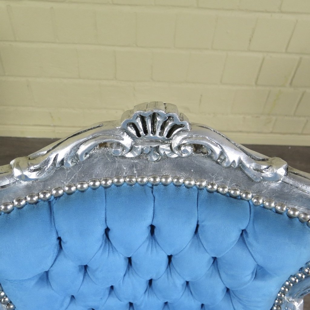 Mini Barocksessel Königssessel Blau-Silber - immagine 7