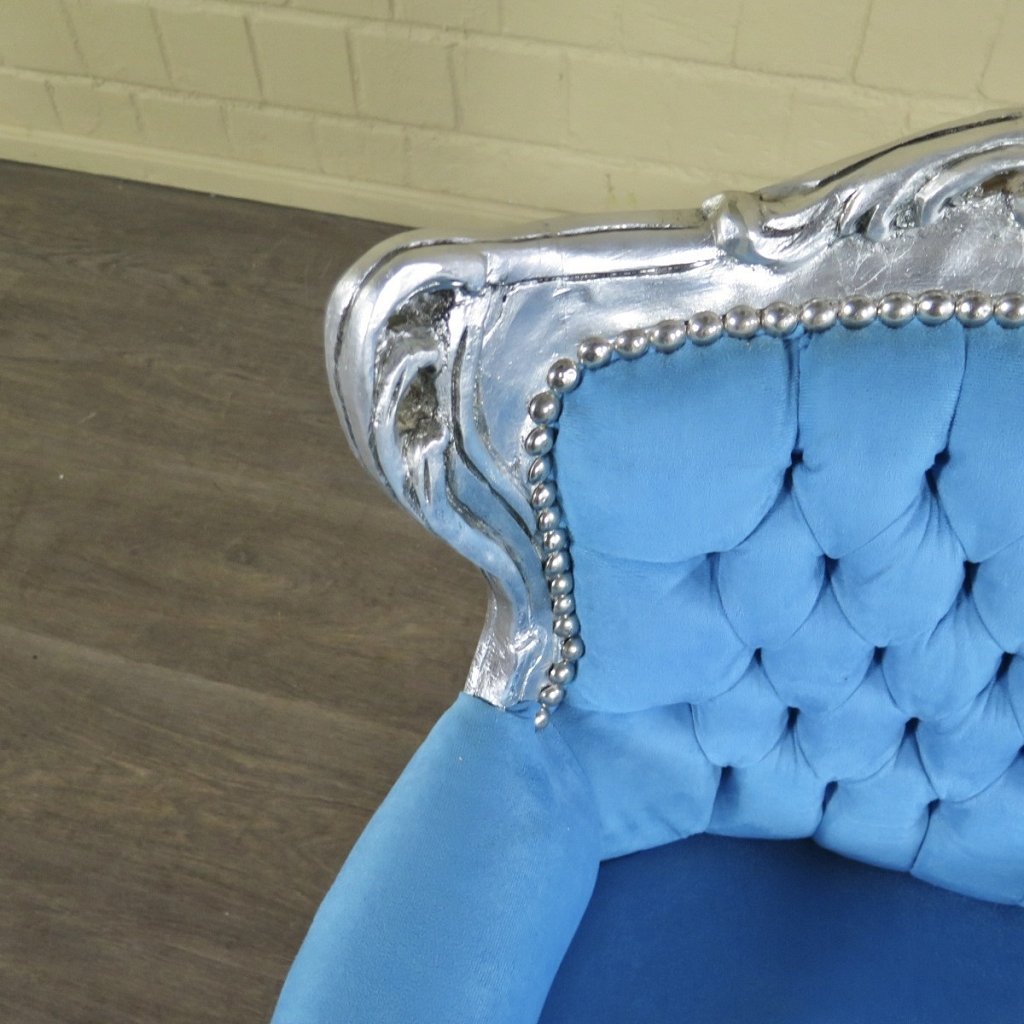 Mini Barocksessel Königssessel Blau-Silber - immagine 8