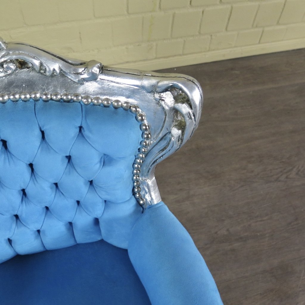 Mini Barocksessel Königssessel Blau-Silber - immagine 9