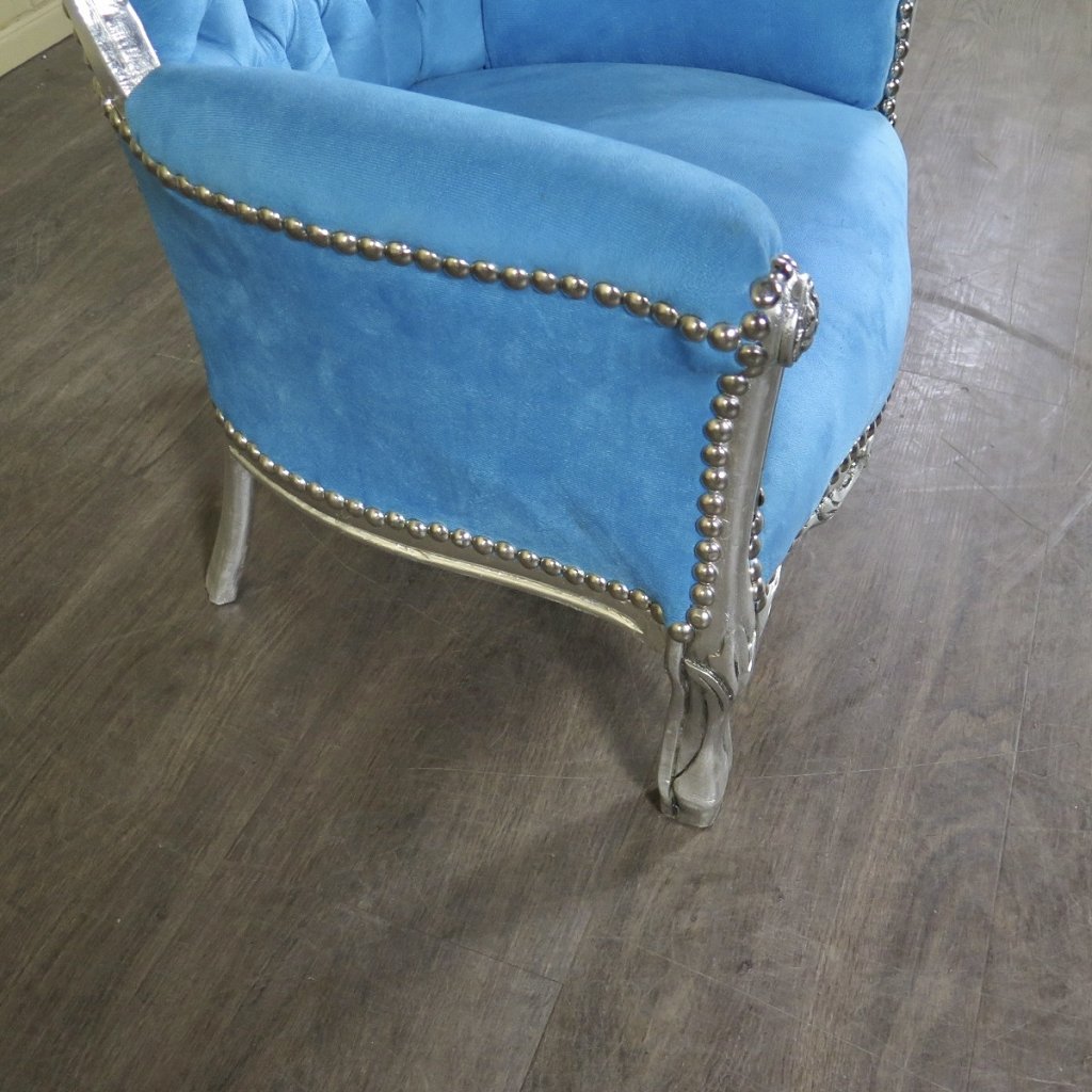 Mini Barocksessel Königssessel Blau-Silber - immagine 10