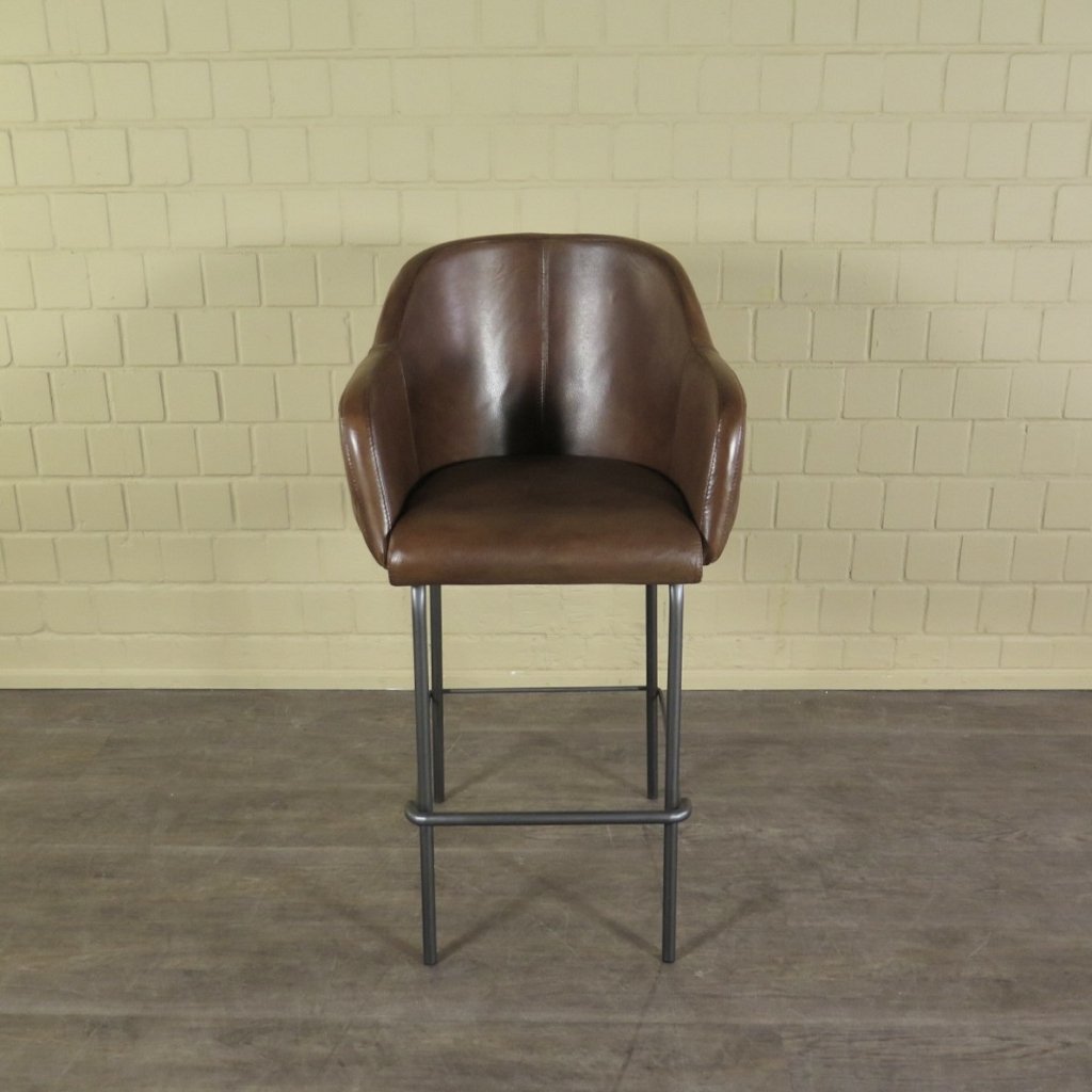 Barhocker Bistrostuhl Braun Leder - immagine 2
