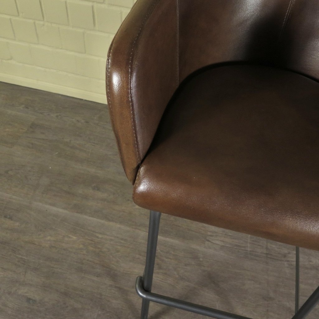 Barhocker Bistrostuhl Braun Leder - immagine 4