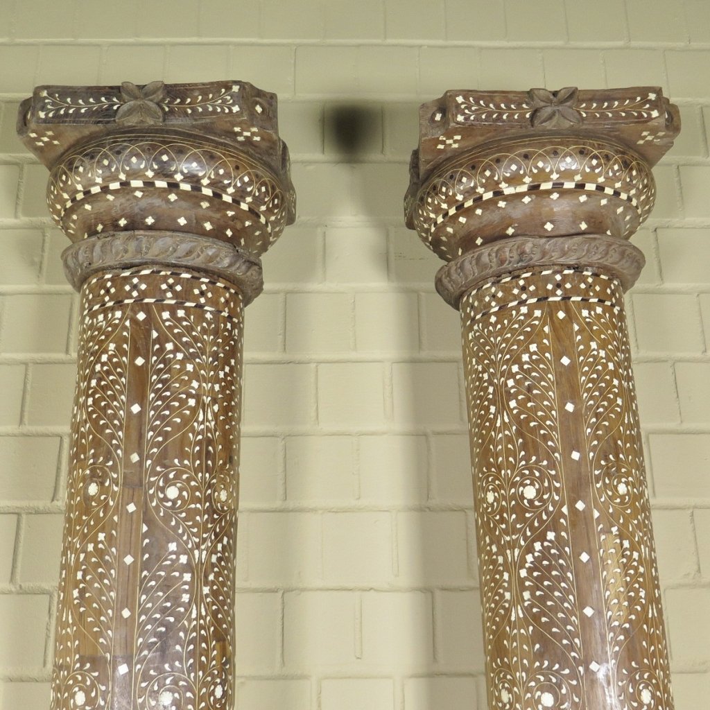 Säulen Säule Pfeiler 1910 Teakholz Set